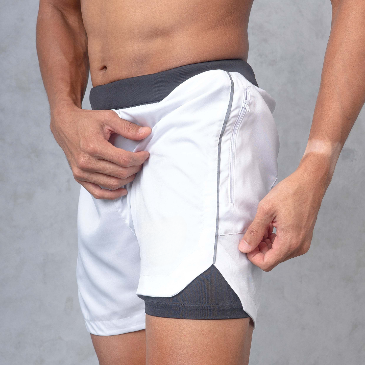 Core Running Pants-Stone-White